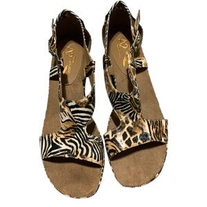 A2 by Aerosoles T-Strap Wedge Sandals – Animal Print, Women’s Size 9.5, GUC